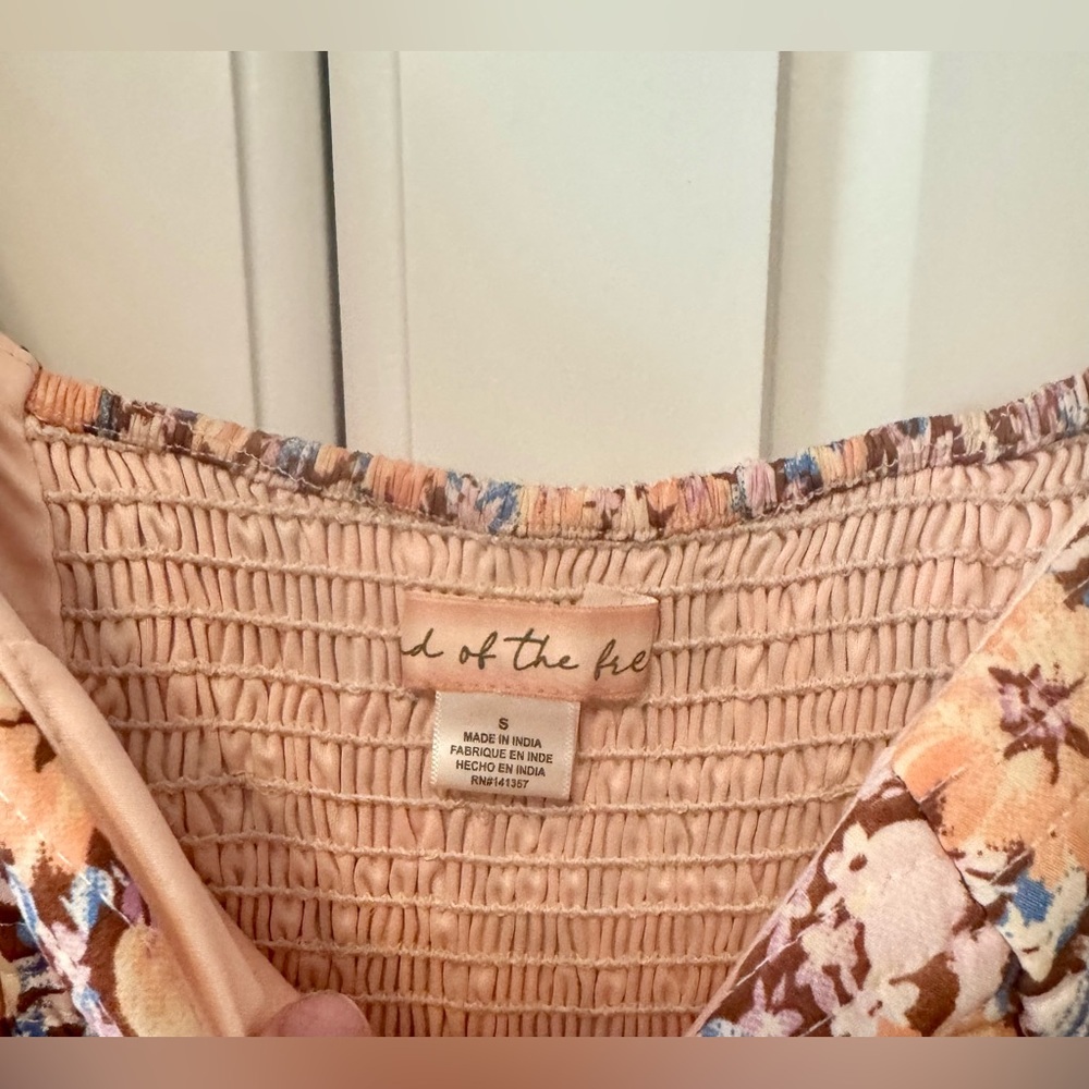 Free People Land of the Free Floral Bohemian Babydoll Midi Long Sleeve Dress Sm. - Picture 5 of 7